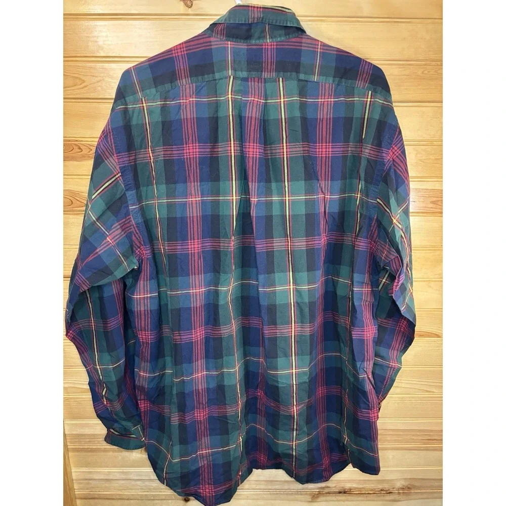 Vintage Ralph Lauren Plaid Long Sleeve Button Down Shirt XL Big Crown Logo Crest